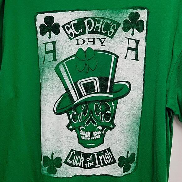 Delta Pro Weight St. Patricks Day Green T-shirt with Skull in Hat Men's Size XL - Picture 2 of 8